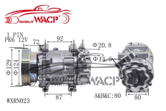 रेनॉल्ट डस्टर क्लियो मेगन निसान WXRN023 के लिए 12V 6PK SD7V16 कार एसी कंप्रेसर